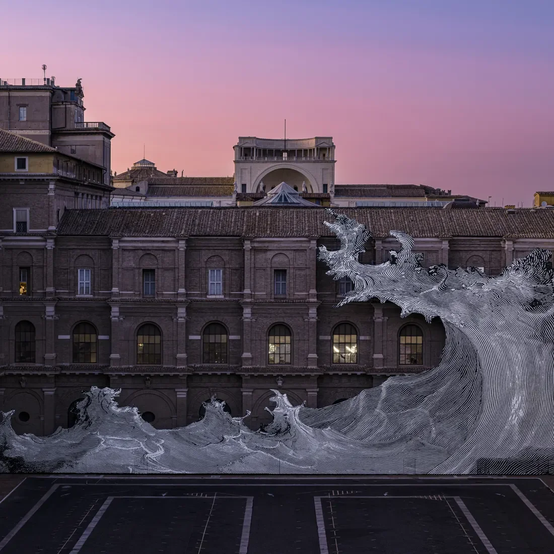 JR — DILUVIUM, monumental wave on the facade of the Vatican Apostolic Library