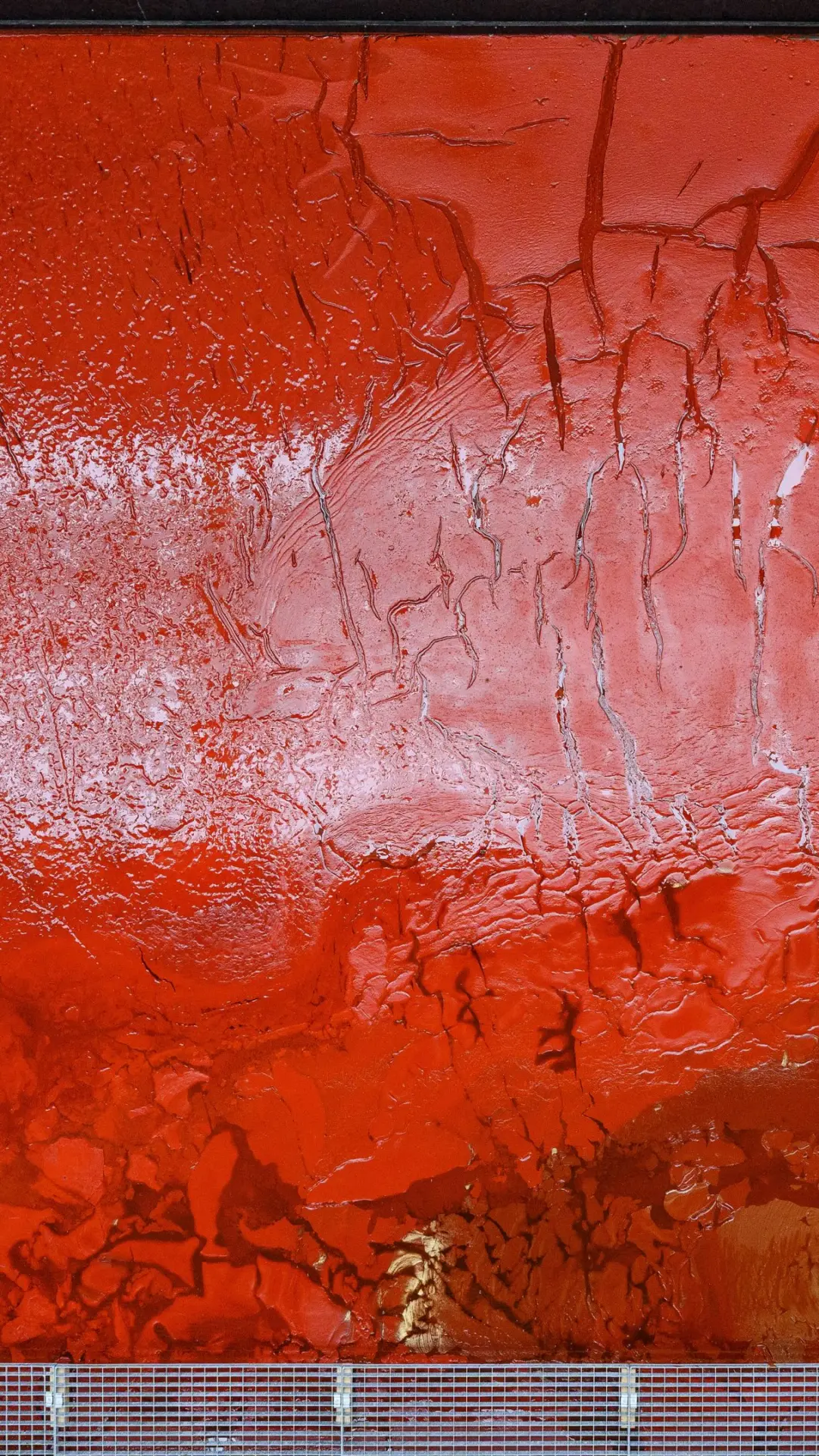 Mire Lee : matière rouge fissurée et coulante dans l’installation de la Secession.